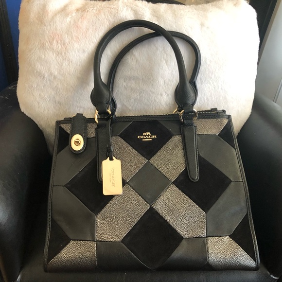 Coach Handbags - Coach Black and Silver Geometric Tote